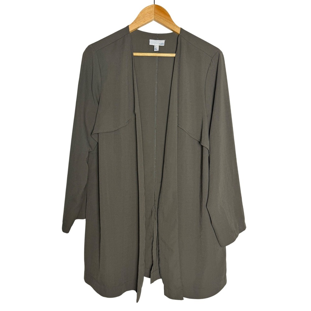 14th & Union Jacket Womens 1X RK353292WN Olive Green Storm Flap Open Front EUC